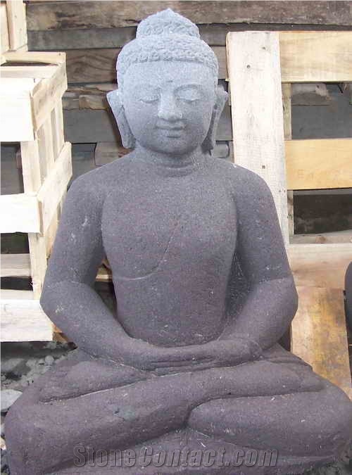 Indonesia Black Lavastone Budha Sculpture & Statue