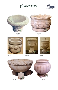 White Limestone Decorative Exterior Planters