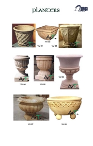 White Limestone Exterior Handcarved Planter Pots