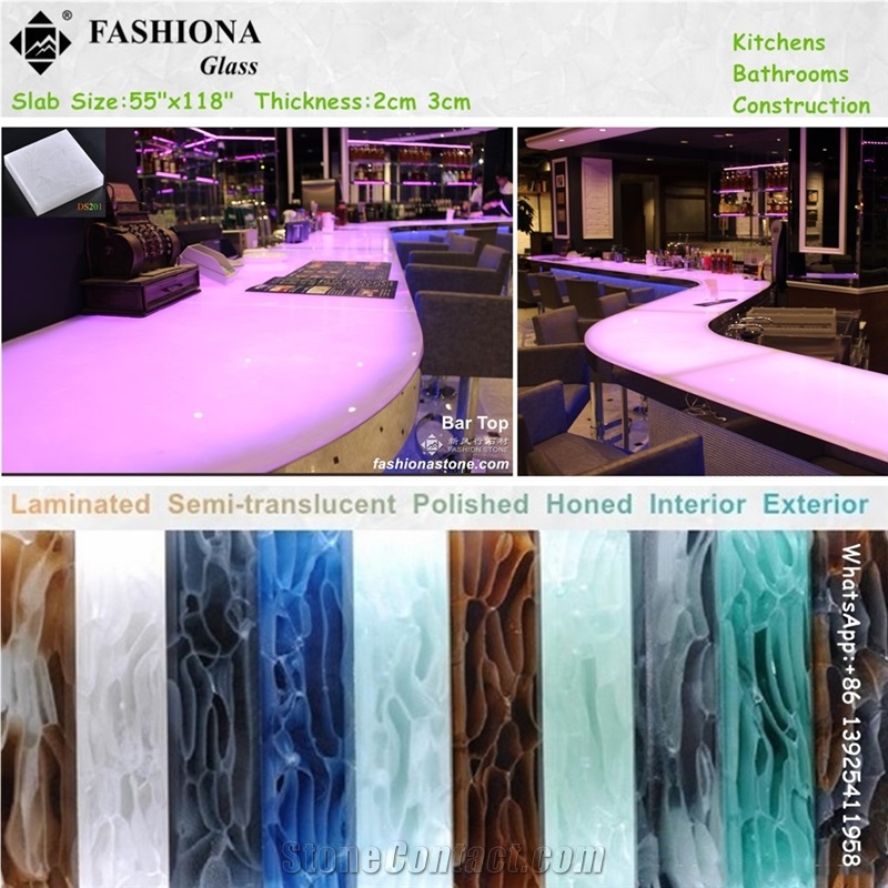 Translucent Jade Glass ,Semi-Transparent Crystallized Stone Slabs