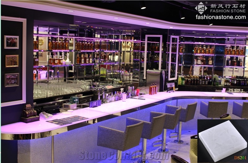 Semi-Transparent Laminated Jade Glass Countertops