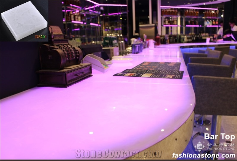 Semi-Transparent Laminated Jade Glass Countertops