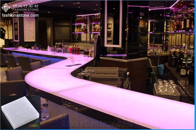 Semi-Transparent Laminated Jade Glass Countertops