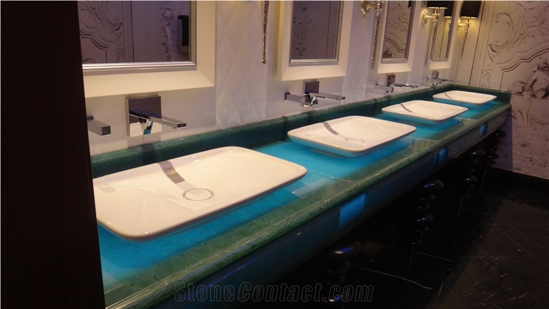Semi-Transparent Laminated Jade Glass
