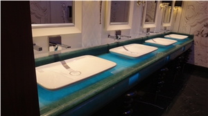 Semi-Transparent Laminated Jade Glass
