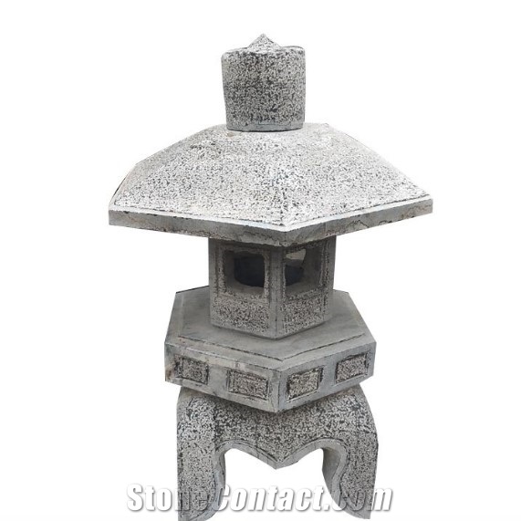 Oriental Outdoor Japanese Carved Stone Lantern