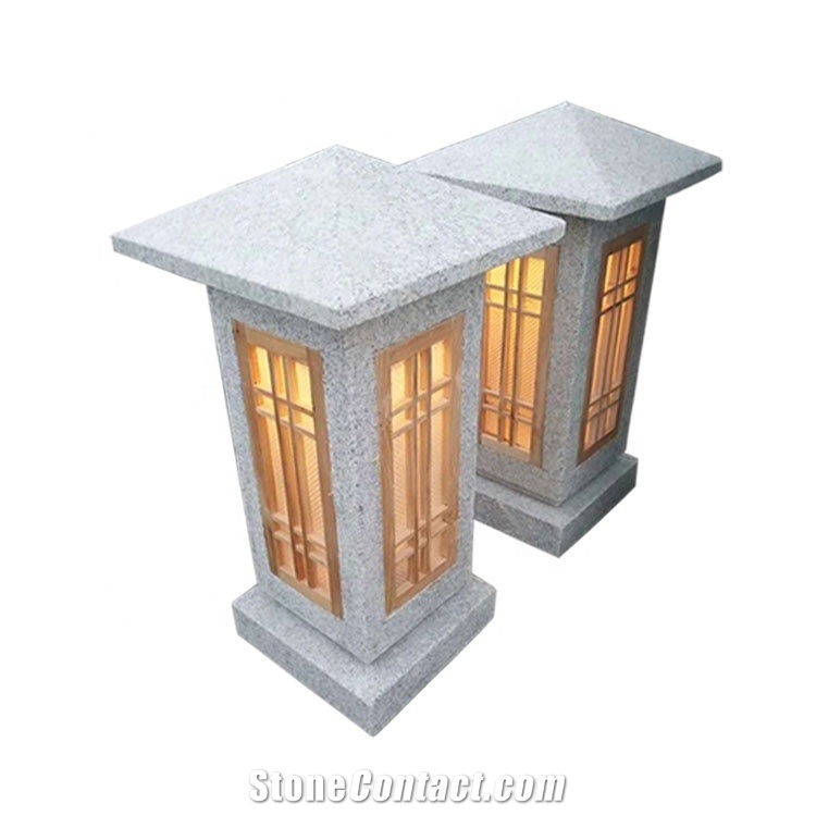 Oriental Outdoor Japanese Carved Stone Lantern