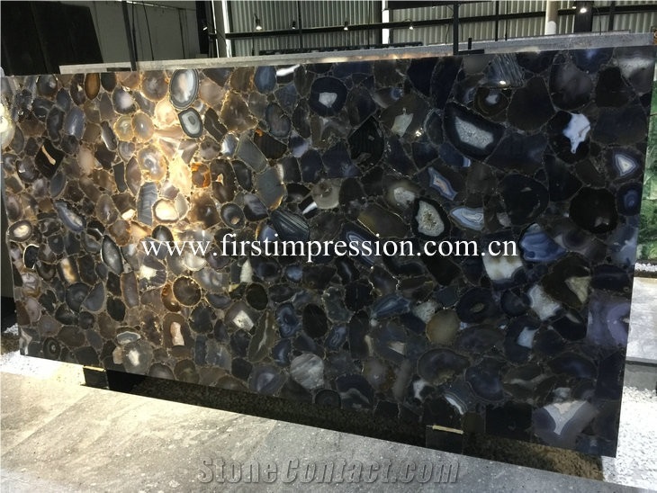 Agate Semiprecious Stone Slabs/Natural Grey Gemstone