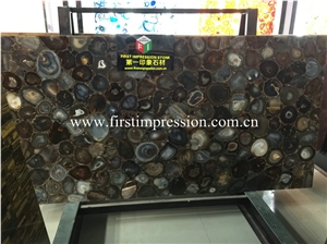 Agate Semiprecious Stone Slabs/Natural Grey Gemstone