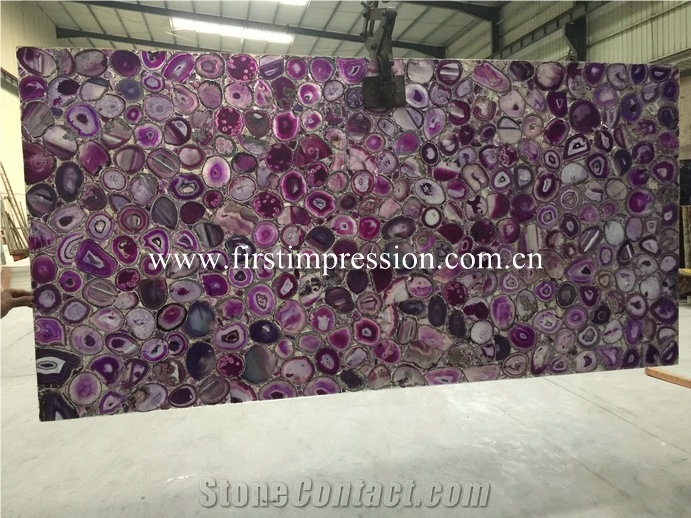 Backlight Purple Agate Slabs/Gemstone Slabs&Tiles