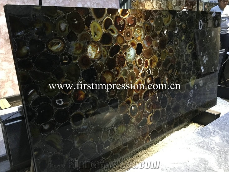 Black Agate Stone Slabs/Natural Gemstone