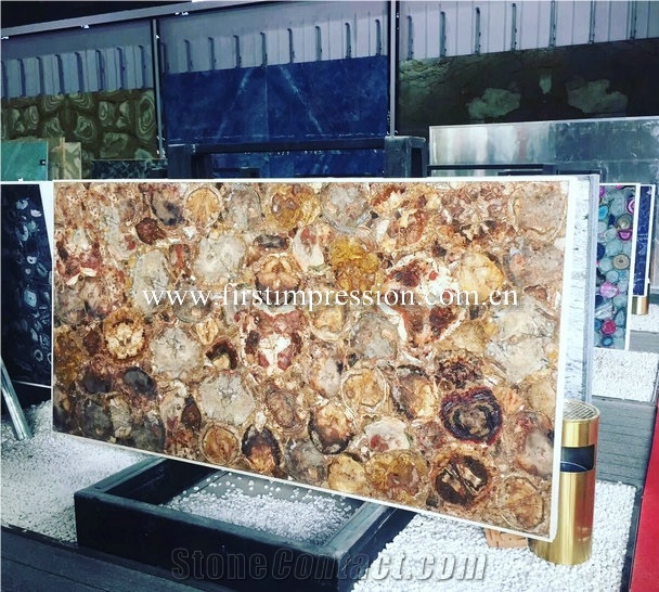 Brown Woodstone Slabs/Gemstone Slabs&Tiles