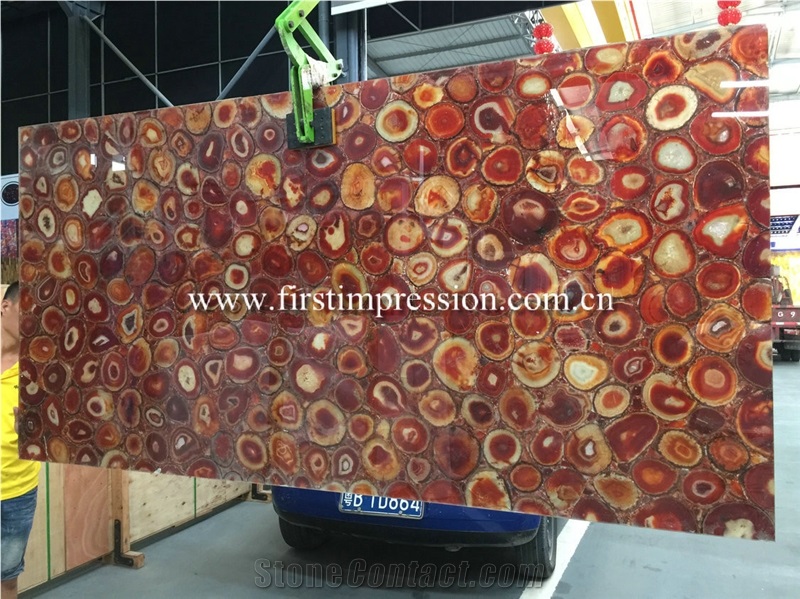 Chinese Red Agate Semiprecious Stone Slabs for Decoration