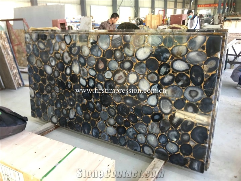 Natural Blue Agate Slabs&Tiles for Decoration