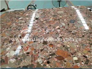 New Polished Colorful Pearls/Red Granite Slab