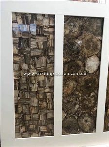 Woodstone Slabs/Brown Gemstone Slabs&Tiles