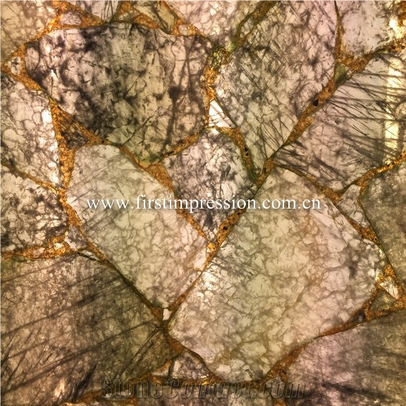 Yellow Crystal Gemstone Slabs/Semiprecious Stone