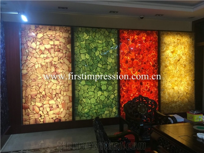 Yellow Crystal Gemstone Slabs/Semiprecious Stone
