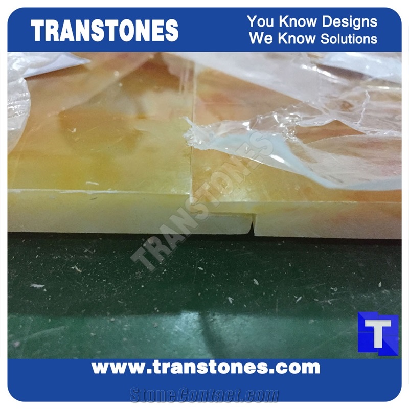 Artificial Gold Onyx Slabs Faux Stone Sheets