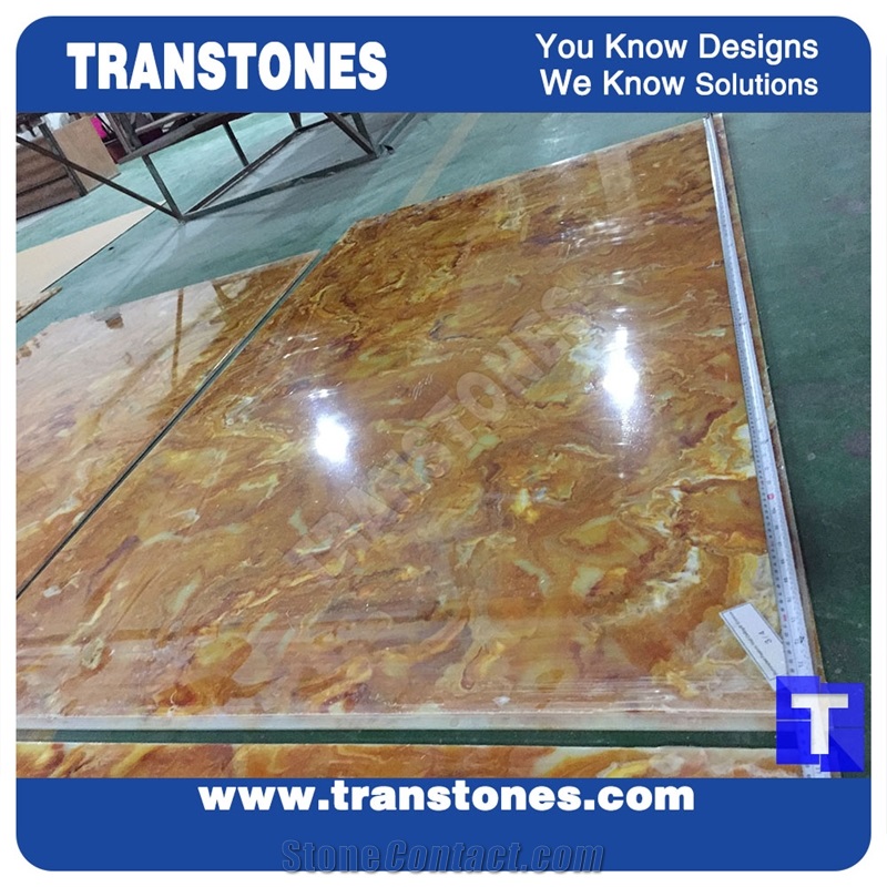 Artificial Gold Onyx Slabs Faux Stone Sheets