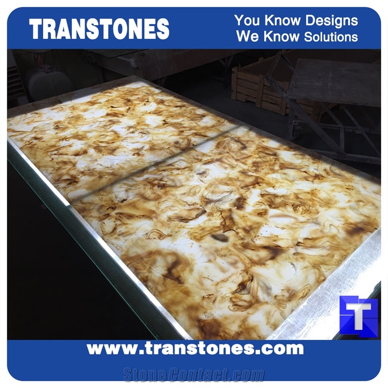 Artificial Imperial Golden Rose Marble Slab Tiles