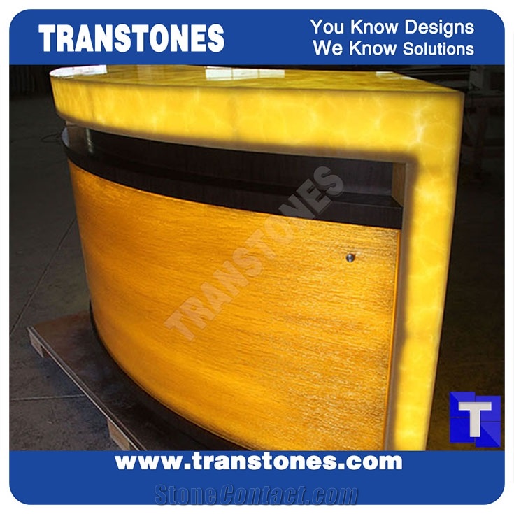 Beige Lighting Translucent Onyx Reception Desk