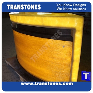 Beige Lighting Translucent Onyx Reception Desk