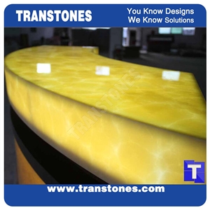 Beige Lighting Translucent Onyx Reception Desk