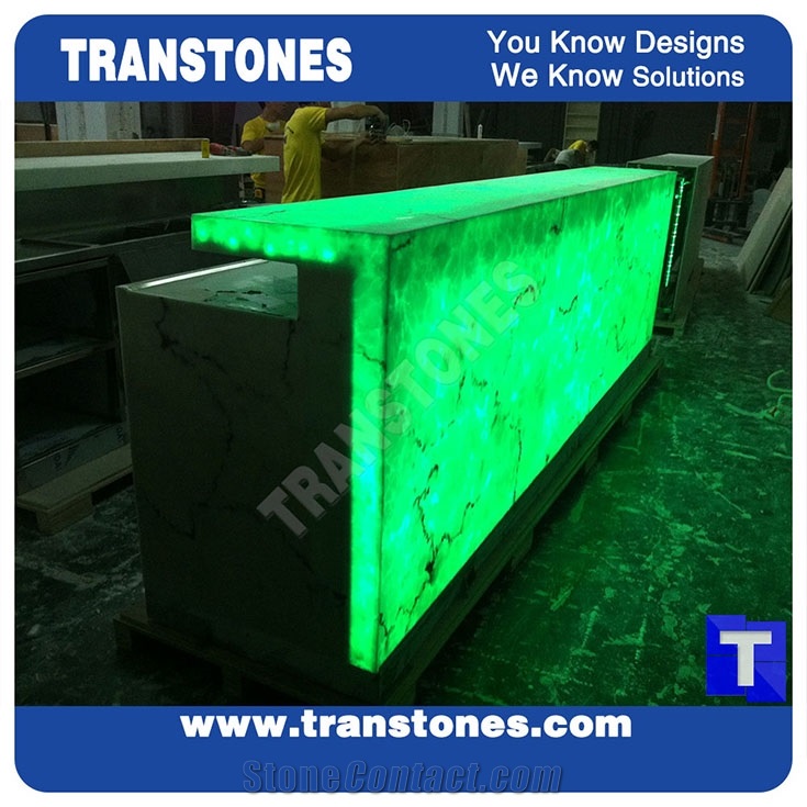 Beige Lighting Translucent Onyx Reception Desk