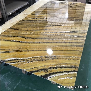 Black Vein Translucent Resign Slab Faux Alabaster