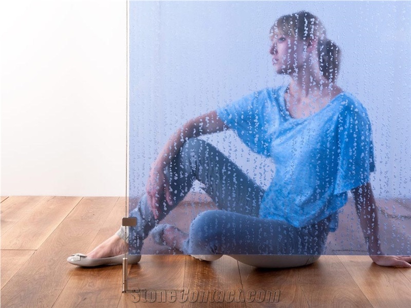 Blue Acrylic Rain Pattern Panel Interior Walling