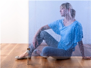 Blue Acrylic Rain Pattern Panel Interior Walling