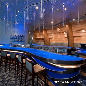 Blue Pmma Translucent Bar Top Drink Display