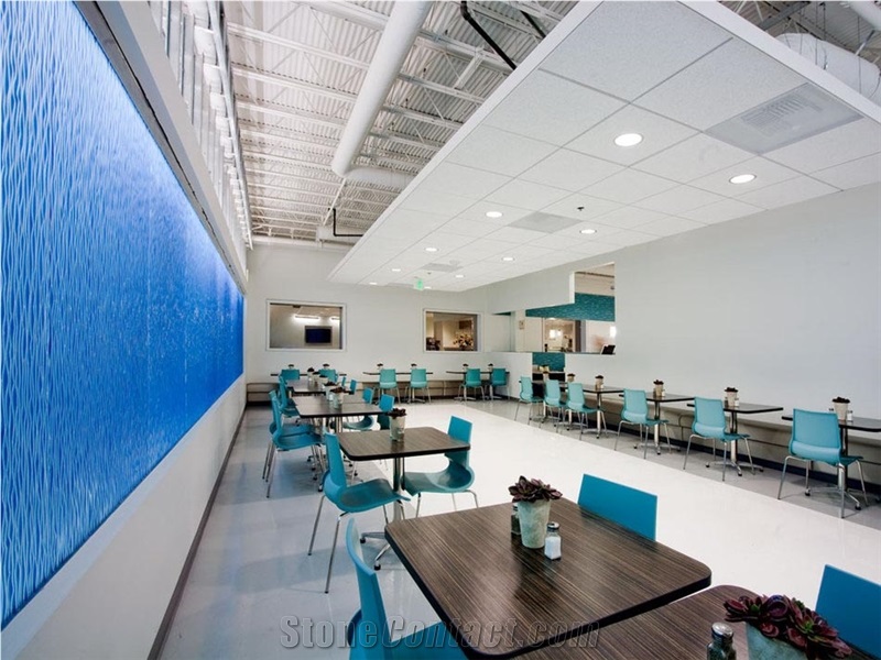Blue Translucent Acrylic Slab Interior Wall Design