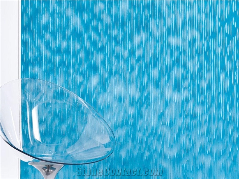 Blue Translucent Acrylic Slab Interior Wall Design