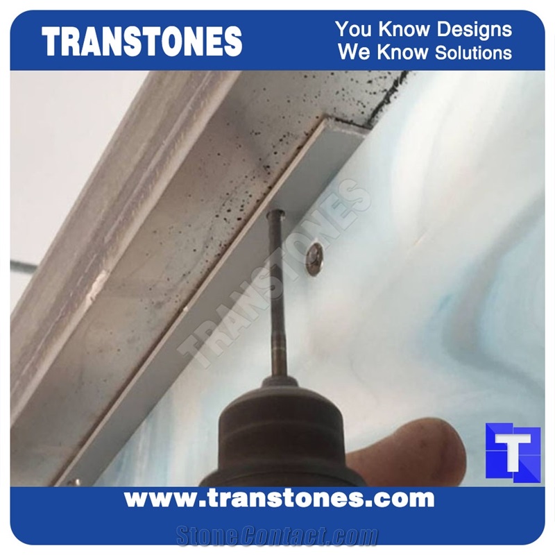 Blue Translucent Resin Faux Onyx Ceiling Panel