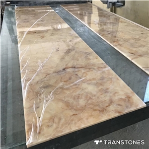 Brown Translucent Resign Artificial Stone Panel