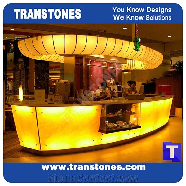 Crystal Yellow Artificial Onyx Translucent Bar Top