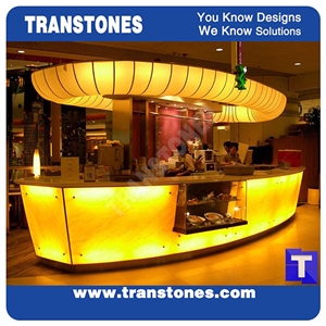 Crystal Yellow Artificial Onyx Translucent Bar Top