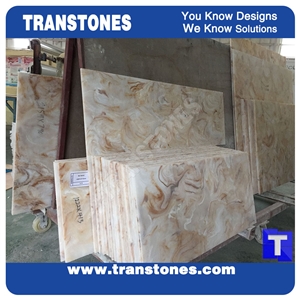 Faux Alabaster Panel Translucent Brown Onyx Stone