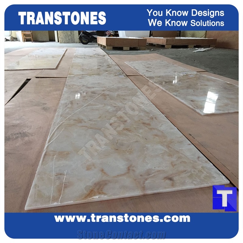 Faux Alabaster Panel Translucent Brown Onyx Stone