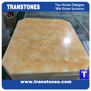 Faux Backlit Alabaster Panels for Reception Desk