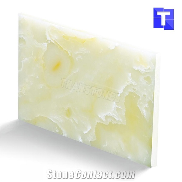 Faux Backlit Alabaster Panels for Reception Desk