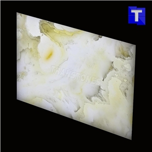 Faux Backlit Alabaster Panels for Reception Desk