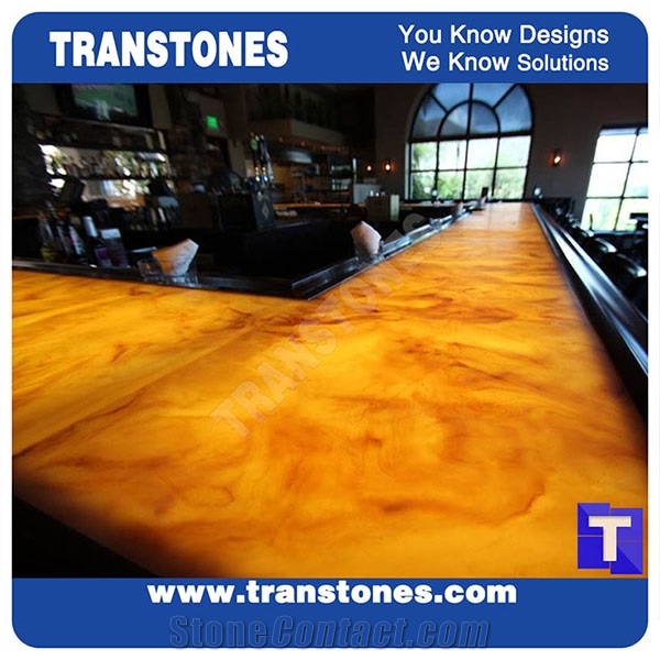Faux Backlit Alabaster Panels for Reception Desk