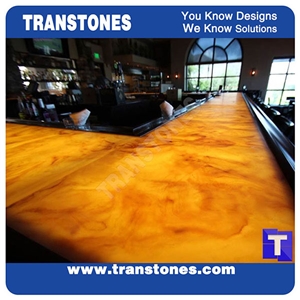 Faux Backlit Alabaster Panels for Reception Desk