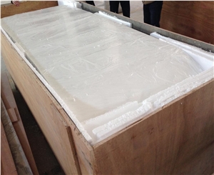 Faux Backlit Alabaster Panels for Reception Desk