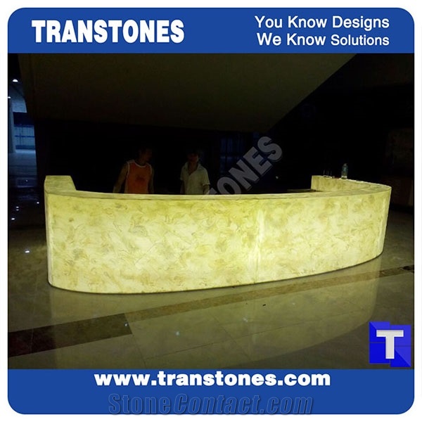 Faux Backlit Alabaster Slabs for Reception Desks