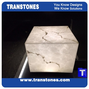 Faux White Alabaster Backlit Solid Surface Stones
