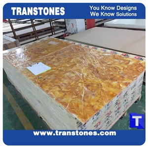 Gold Shells Solid Surface Faux Limestone Slab